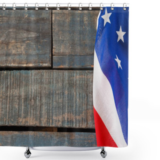 Personality  American Flag On A Wooden Table Shower Curtains