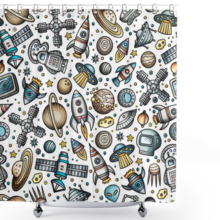 Personality  Cartoon Hand-drawn Space, Planets Seamless Pattern Shower Curtains