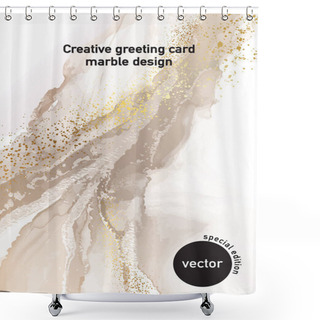 Personality  Minimalistic Nuse Champagne Color Painting, Ivory Liquid Flow Wedding Design, Original Watercolor . Earth Tone Modern Illustration, Canvas Texture Shower Curtains