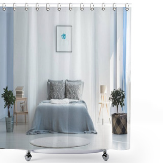 Personality  Bedroom With Minimalist Bohemian Design Shower Curtains
