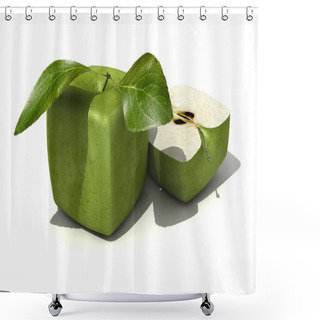 Personality  Granny Smith Cubic Apple And A Half Shower Curtains