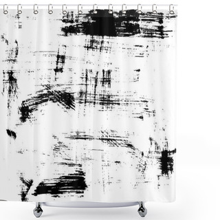 Personality  Grunge Urban Ink Texture Print On Paper Handmade. Abstract Vintage Monochrome Print. Vector Illustration. Dash And Scratch. Overlay, Multiply Black And White Filter. Shower Curtains