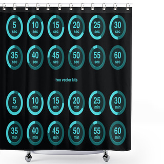 Personality  Collection Of Vector Icons With Watch Counts. Shower Curtains