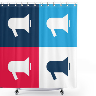 Personality  Black Hand Speaker Blue And Red Four Color Minimal Icon Set Shower Curtains