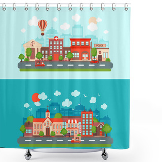 Personality  City Scape Set Shower Curtains