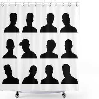 Personality  Set Of Silhouettes Of Men's Heads  Shower Curtains