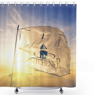 Personality  Kitchener Of Ontario Of Canada Flag Textile Cloth Fabric Waving On The Top Sunrise Mist Fog Shower Curtains