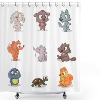 Personality  Set Of Small Forest Dwellers Shower Curtains