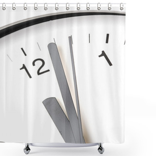 Personality  Detail In Close-up Of A Modern Office Clock Shower Curtains