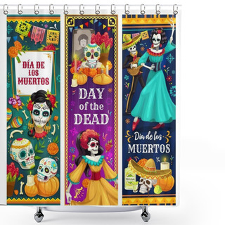 Personality  Dead Day Skulls, Skeletons, Altar. Mexican Holiday Shower Curtains
