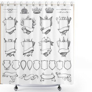 Personality  Vector Heraldic Element Collection And Coat Of Arms Template Shower Curtains