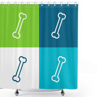 Personality  Bone Outline Variant Flat Four Color Minimal Icon Set Shower Curtains