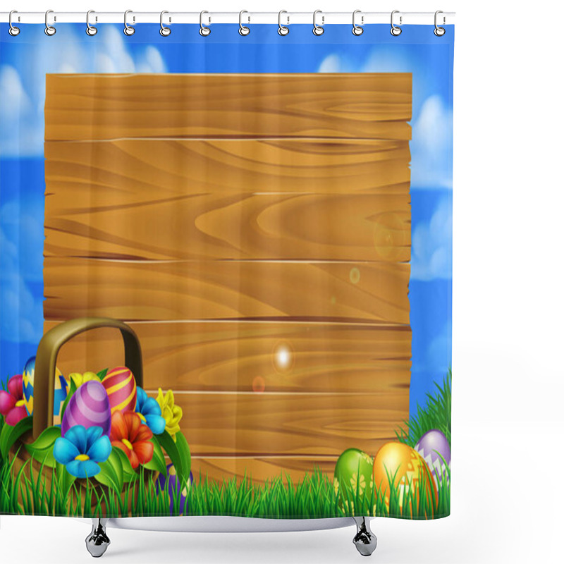 Personality  Easter Eggs Basket Sign Shower Curtains