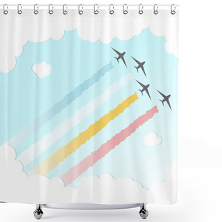 Personality  Parade Plane BackgroundJoy Peace Colourful Design Sky Vector Illustration Shower Curtains