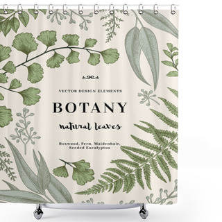 Personality  Botanical Illustration With Leaves Shower Curtains