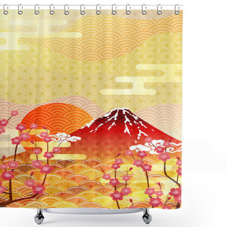 Personality  Mt. Fuji Japanese Pattern New Year's Card Background  Shower Curtains