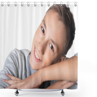 Personality  Studio Portrait Of Teenage Boy  Shower Curtains