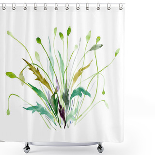 Personality  Flower Bush. Watercolor Hand Drawn Illustration. Object Isolated On White Background. Element For Decoration Of Cards, Holidays, Weddings. Shower Curtains