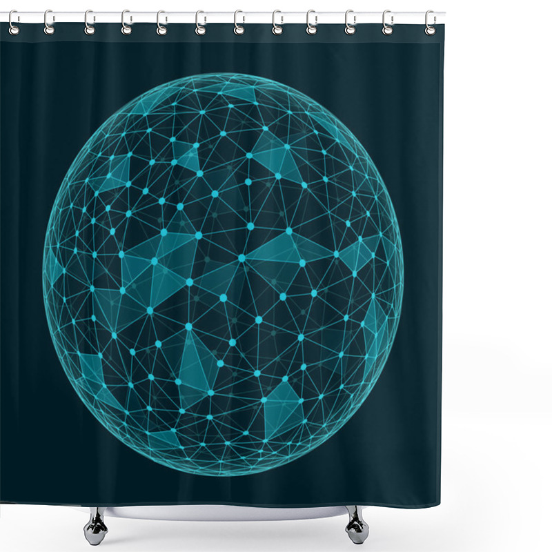 Personality  Abstract Geometric Polygonal Shape With Triangular Faces,  Conne Shower Curtains