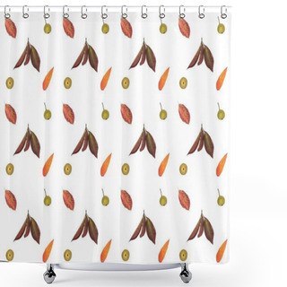 Personality  Floral Pattern From Dried Leaves Shower Curtains