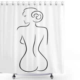 Personality  Abstract Sexy Woman Sitting Back Shower Curtains