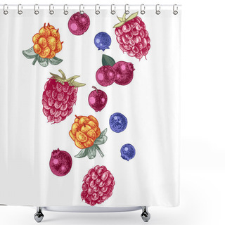 Personality  Hand Drawn Berries On White Background Shower Curtains