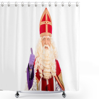 Personality  Happy Sinterklaas On White Background Shower Curtains