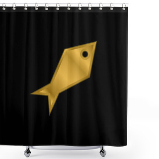 Personality  Angular Fish Gold Plated Metalic Icon Or Logo Vector Shower Curtains