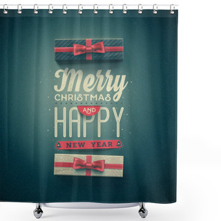 Personality  Merry Christmas Greeting Card Shower Curtains