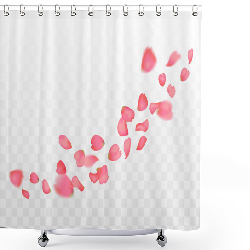 Personality  Pink Sakura Or Rose Falling Petals Shower Curtains