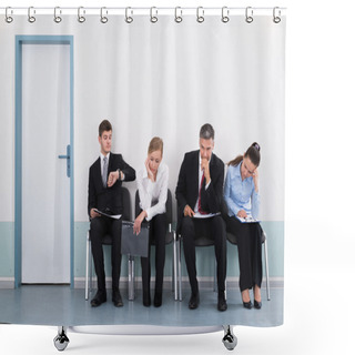 Personality  Businesspeople Waiting For Job Interview Shower Curtains