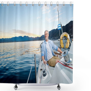 Personality  Happy Sailing Man Boat Shower Curtains