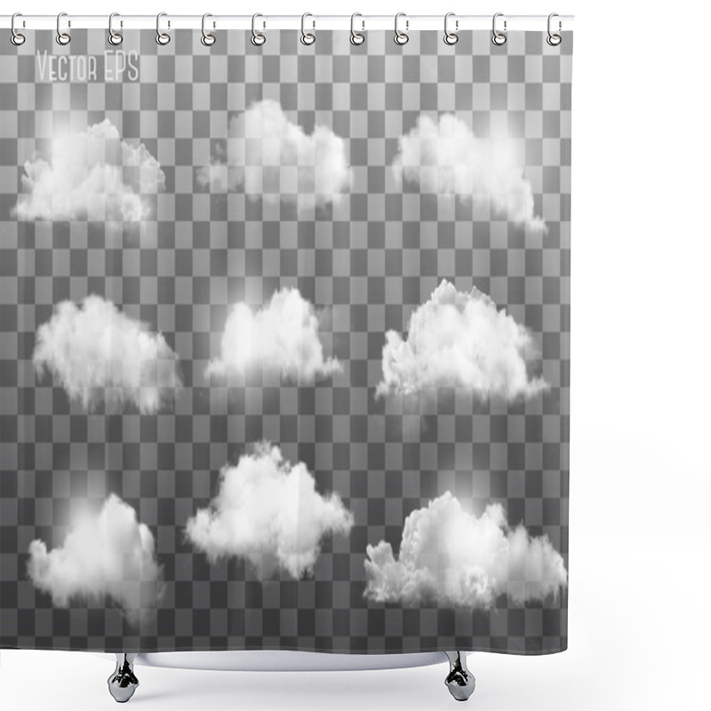 Personality  Set Of Transparent Different Clouds. Vector. Shower Curtains