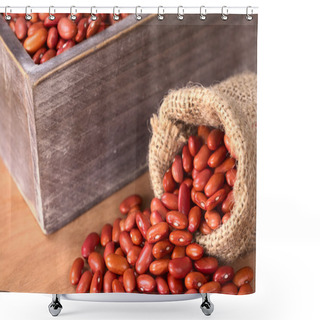 Personality  Raw Red Kidney Beans In Jute Sack And Wooden Box Shower Curtains