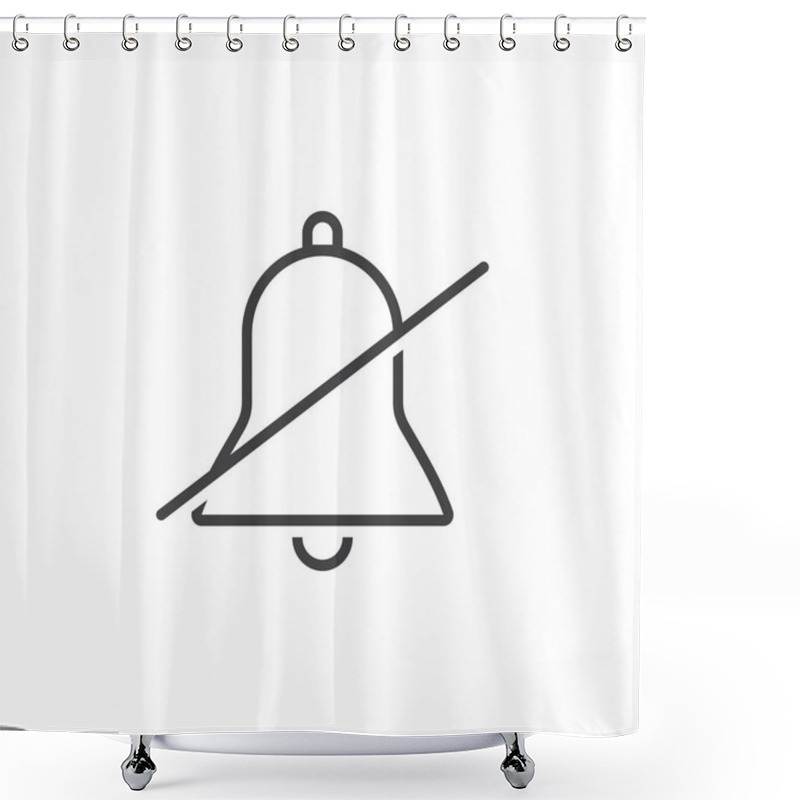 Personality  Strikeout Bell Line Icon, Alarm Mute Outline Vector Logo Illustration, Linear Pictogram Isolated On White Shower Curtains