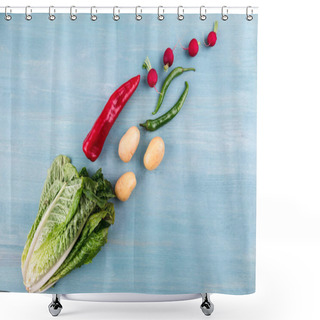 Personality  Fresh Vegetables On Wooden Table  Shower Curtains