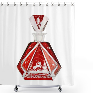 Personality  Red Crystal Carafe With Cut Prancing Dee Shower Curtains