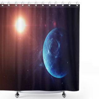Personality  The Neptune With Moons From Space Showing All They Beauty. Extremely Detailed Image, Including Elements Furnished By NASA. Other Orientations And Planets Available. Shower Curtains