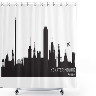 Personality  Yekaterinburg Russia City Skyline Detailed Silhouette Shower Curtains