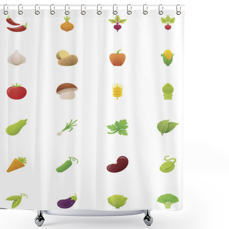 Personality  Vegetables Icon Set Shower Curtains