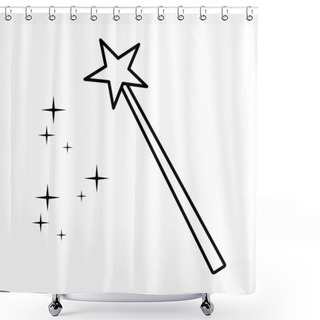 Personality  Magic Wand Outline Icon Vector Illustration Shower Curtains