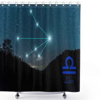 Personality  Dark Landscape With Night Starry Sky And Libra Constellation Shower Curtains