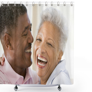 Personality  Couple Relaxing Indoors Laughing Shower Curtains