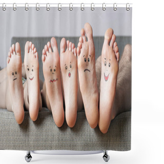 Personality  Close Up Of Human Soles With Smiles Shower Curtains