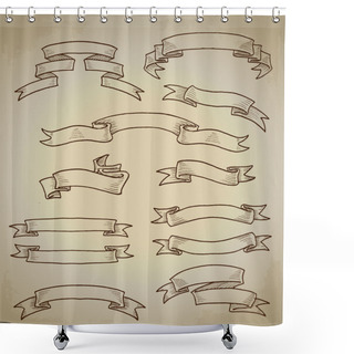 Personality  Set Of Vector Vintage Banners Shower Curtains