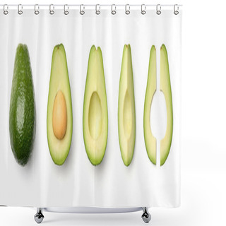 Personality  Collection Of Avocados Isolated On White Background. Set Of Multiple Images. Part Of Series Shower Curtains