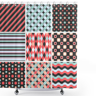 Personality  Vector Seamless Tiling Patterns - Geometric Shower Curtains