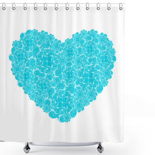 Personality  Picture Of The Heart Of Stylized Flowers. Shower Curtains