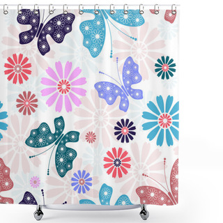 Personality  Pastel Seamless Floral Pattern Shower Curtains