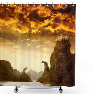 Personality  Beautiful Fantasy Landscape With Old Castle Shower Curtains